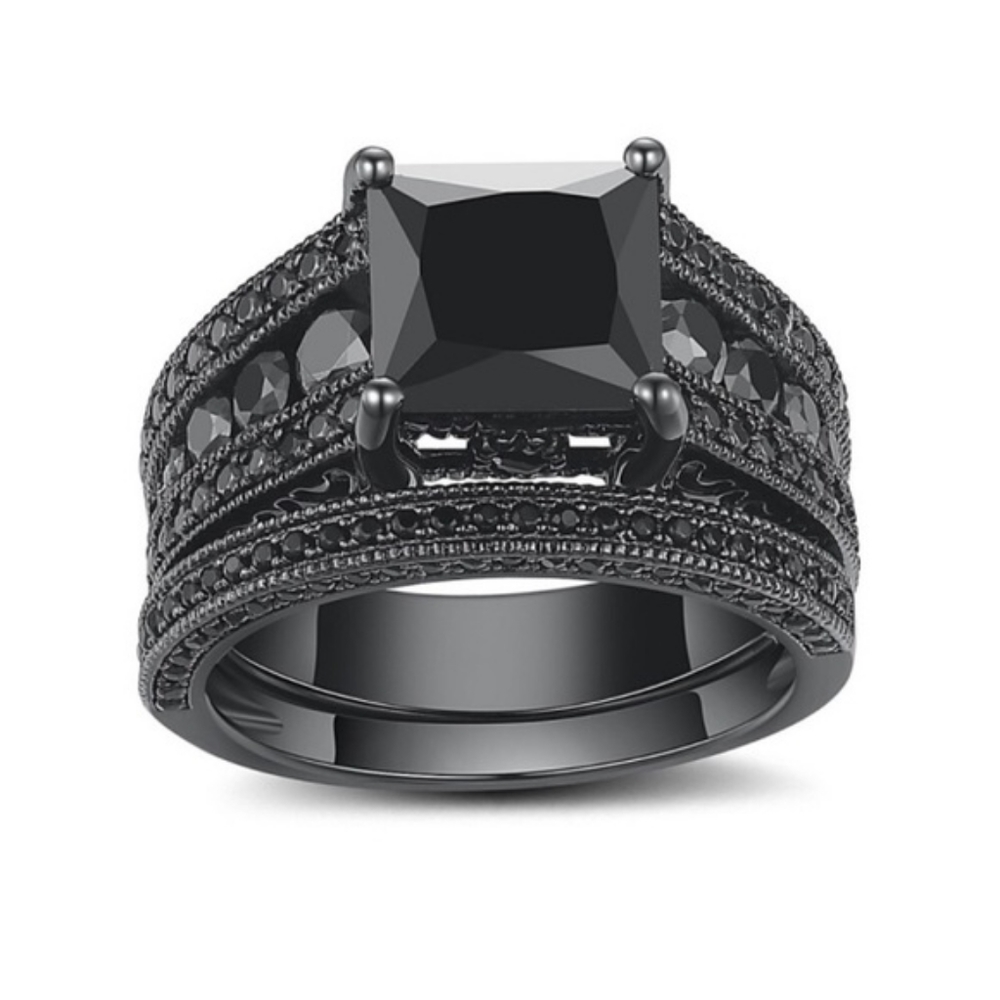 BRAND NEW 18K BLACK SAPPHIRE STERLING SILVER RING - Picture 6 of 6